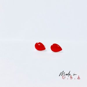 Petite Petal Shaped Earrings - Red